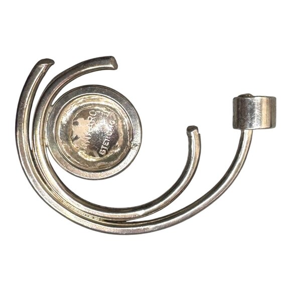 Vintage Modernist Sterling Silver Spiral Brooch Pin Signed By Tinnaro MCM Modern - Picture 2 of 5